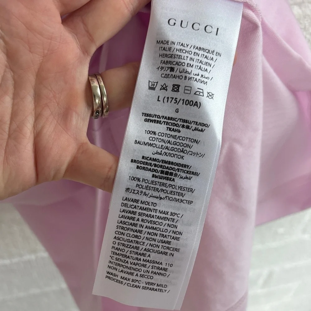 Gucci Logo Cotton Jersey Pink Mens T-shirt sz L